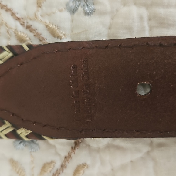 Vintage Genuine Leather Men's Belt With Cord Braids Size 34 - Picture 7 of 12